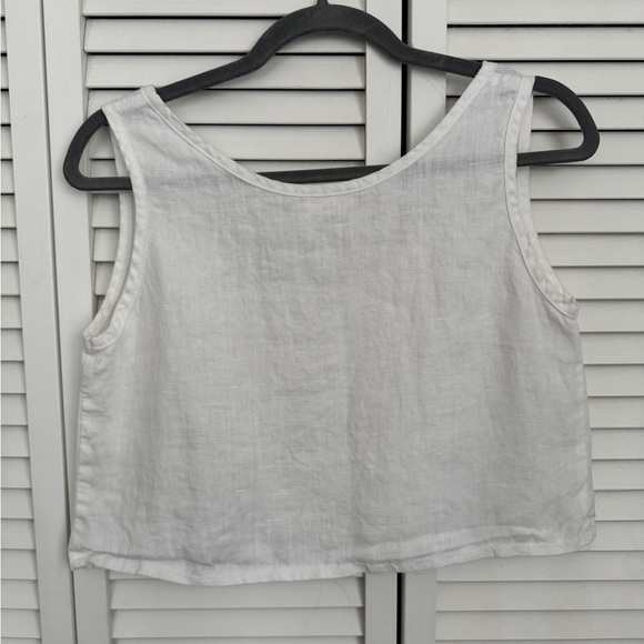 Not Perfect Linen Scoop Neck Tank - S - White - Picture 3 of 5